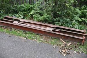 lot 1482 image: (3) I-Beams 5-14x8-14x164L, (3) Beams 2-12x9x59, Mounting Plates 9x10-12x1, 8-34x6x38