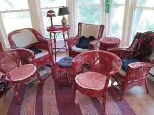 lot 103 image: 10pc red Shabby Chic Wicker Rattan ...
