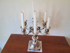 lot 123 image: Very heavy Silver Plated Ornate 7-s...