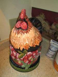 lot 139 image: Large painted ceramic Rooster Cooki...