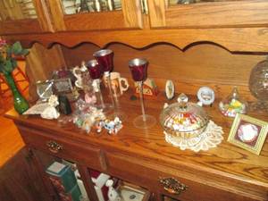 lot 167 image: Cut glass candy dishes, candle hold...