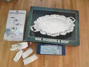 lot 209 image: Silver Plated stair-step server, se...