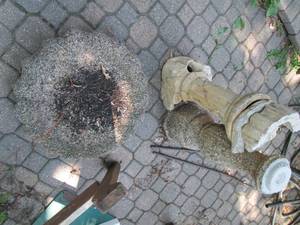 lot 96 image: 2pc concrete bird bath with additio...