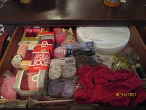 lot 480 image: Top left dresser drawer contents. B...
