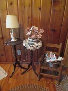 lot 491 image: 2 lamp stands and small rocking cha...