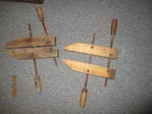 lot 287 image: 2 vintage wooden clamps...