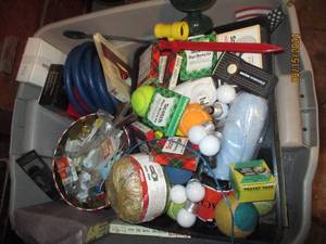lot 298 image: Tote of garage miscellaneous tape, ...