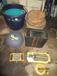 lot 502 image: Large buckets, baskets, 2 squirrel ...