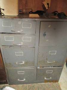lot 537 image: Metal filing cabinet with contents ...