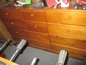 lot 344 image: Vintage Wood 12-drawer dresser appr...