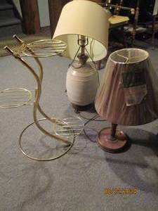 lot 356 image: Pair of table lamps and gold tone w...