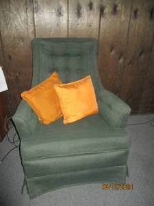 lot 359 image: Dark green padded and Upholstered s...