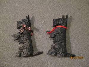 lot 364 image: (2) 15 Cast Iron Scottie door hold...
