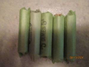 lot 457 image: 5 - 5 dollar rolls of dimes. As fou...