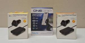 Tech & Go & ONEGRIP  (2) Front & Back Car Chargers  Tech &Go (1) Smart Phone Auto Mount - ONEGRIP