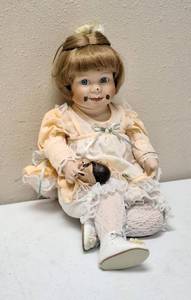 Danbury Mint   Vintage Porcelain Doll  Amy  Eating a Chocolate Cone 9 12 inches by  Elke Hutchens