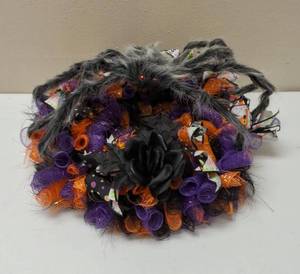 Halloween Wreath  Spooky Halloween Wreath  With Spider -  Homemade