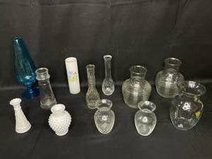 Assorted Decorative Glass and Ceramic Vases - 12 Pieces