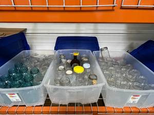 Lot of Various Sizes and Types of Glass Jars