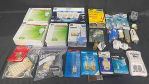 Assorted Lot of Light Bulbs and Electrical Accessories