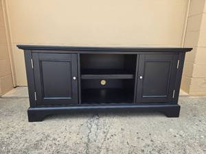 Black TV Stand with Shelves and Cabinet Storage