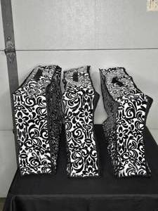 Lot of 3 Black and White Patterned Storage Bags