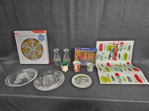 Assorted Holiday Decor and Tableware Lot