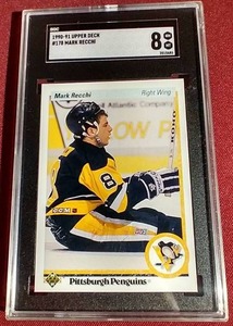 lot 9 image: 1990-91 Upper Deck Mark Recchi Rookie Card - SGC 8