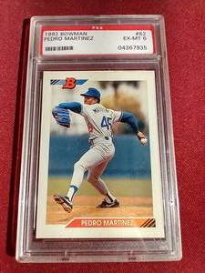 lot 17 image: 1992 Bowman Pedro Martinez Rookie Card - PSA