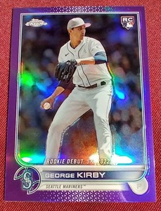 lot 18 image: 2022 Topps Chrome George Kirby Purple Refractor Rookie Card
