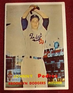 lot 40 image: 1957 Topps Johnny Podres Card