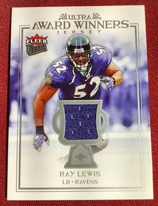lot 48 image: Ray Lewis Game-Used Jersey Card