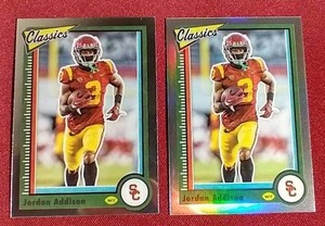 lot 56 image: (2) 2023 Chronicles Classics Jordan Addison Rookie Cards - Base & Silver Prizm