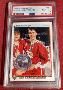 lot 95 image: 1990-91 Upper Deck Scott Niedermayer Rookie Card - PSA 8
