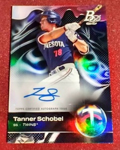 lot 116 image: 2023 Bowman Platinum Tanner Schobel Autograph Prospect Card