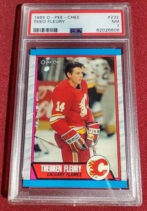 lot 145 image: 1989-90 O-Pee-Chee Theo Fleury Rookie Card - PSA 7