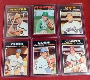 lot 174 image: (6) 1971 Topps Baseball Cards - All HOFers