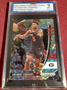 lot 188 image: 2020 Prizm Draft Picks Anthony Edwards Fast Break Prizm Rookie Card - ISA 9
