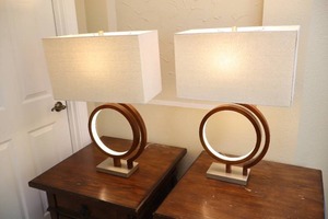 lot 1 image: Lamps & LightingMCM Contemporary-Style 30-Inch Table Lamps wLED Nightlight