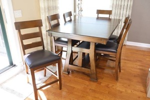 lot 4 image: OZARK Kitchen Dining A America Furniture Counter-Height Table and Chair Set wDrop-Down Extended Table LeafMEASUREMENTS IN DESCRIPTION BELOW