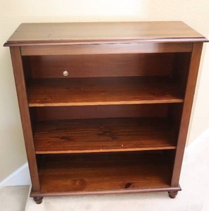 lot 41 image: Wood Three-Shelf Bookcase Display Stand