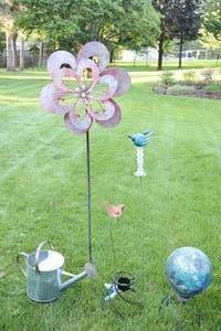 lot 69 image: Lawn Garden & Patio DeCorMetal Yard Art, Glass Gazing Ball wStand Etc