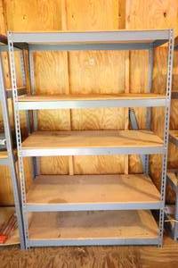 lot 77 image: Storage Shelf Metal Wood Adjustable Shelving Rack