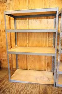 lot 76 image: Storage Shelf Metal Wood Adjustable Shelving Rack