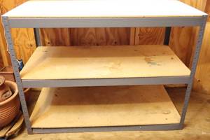lot 127 image: Metal Wood Storage Shelf Work Bench