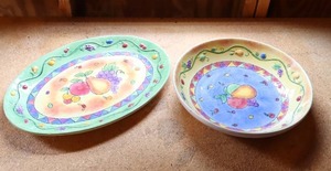 lot 131 image: Two-Piece Serving Platter Bowl Set...Sango Sangria By Sue Zipkin