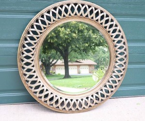 lot 138 image: Large 45-Inch Round Ornate Beveled Mirror