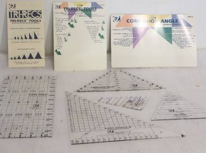 lot 231 image: Sewing Quilting Crafting Measuring Cutting Supplies, EZ Tri-Recs Tools