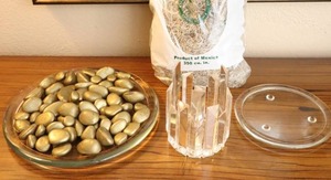 lot 206 image: Home DeCor Heavy Glass Decorative Candle Holder, Platters Etc