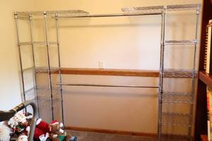 lot 249 image: Metal Shelving Unit Adjustable Shelf Heights and Rod Extensions